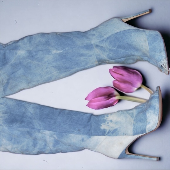 Shoes - Denim thigh high boots